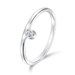 Simple Designed CZ Stone Silver Ring NSR-4026